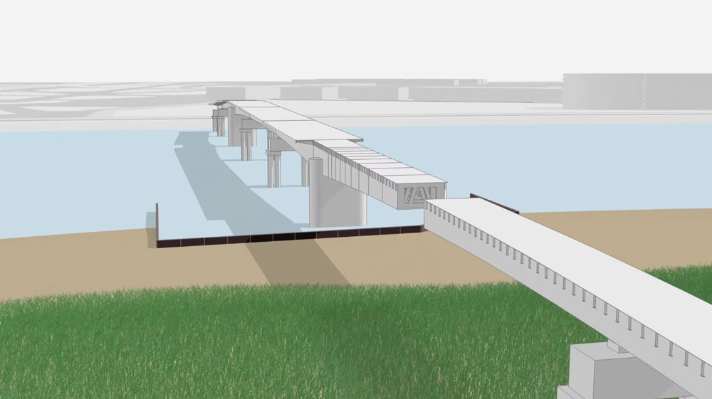 多摩川スカイブリッジ橋梁架設3Dモデル図
